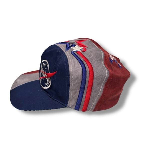 Vintage 80/90s‎ NASA Kennedy Space Center Striped Color Block Snapback Hat Cap - Picture 3 of 6